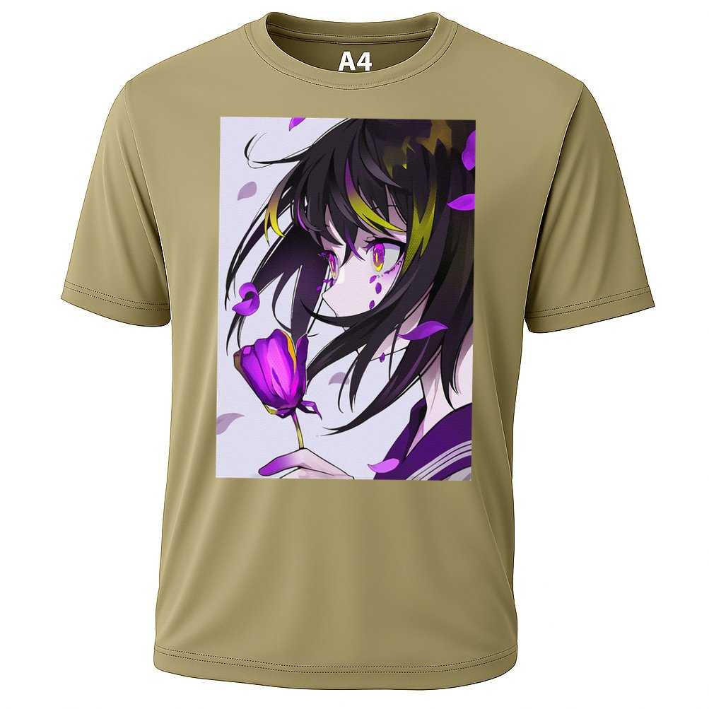 Anime Girl Aesthetic Floral Japanese Kawaii Waifu Cooling Performance Crew T-Shirt