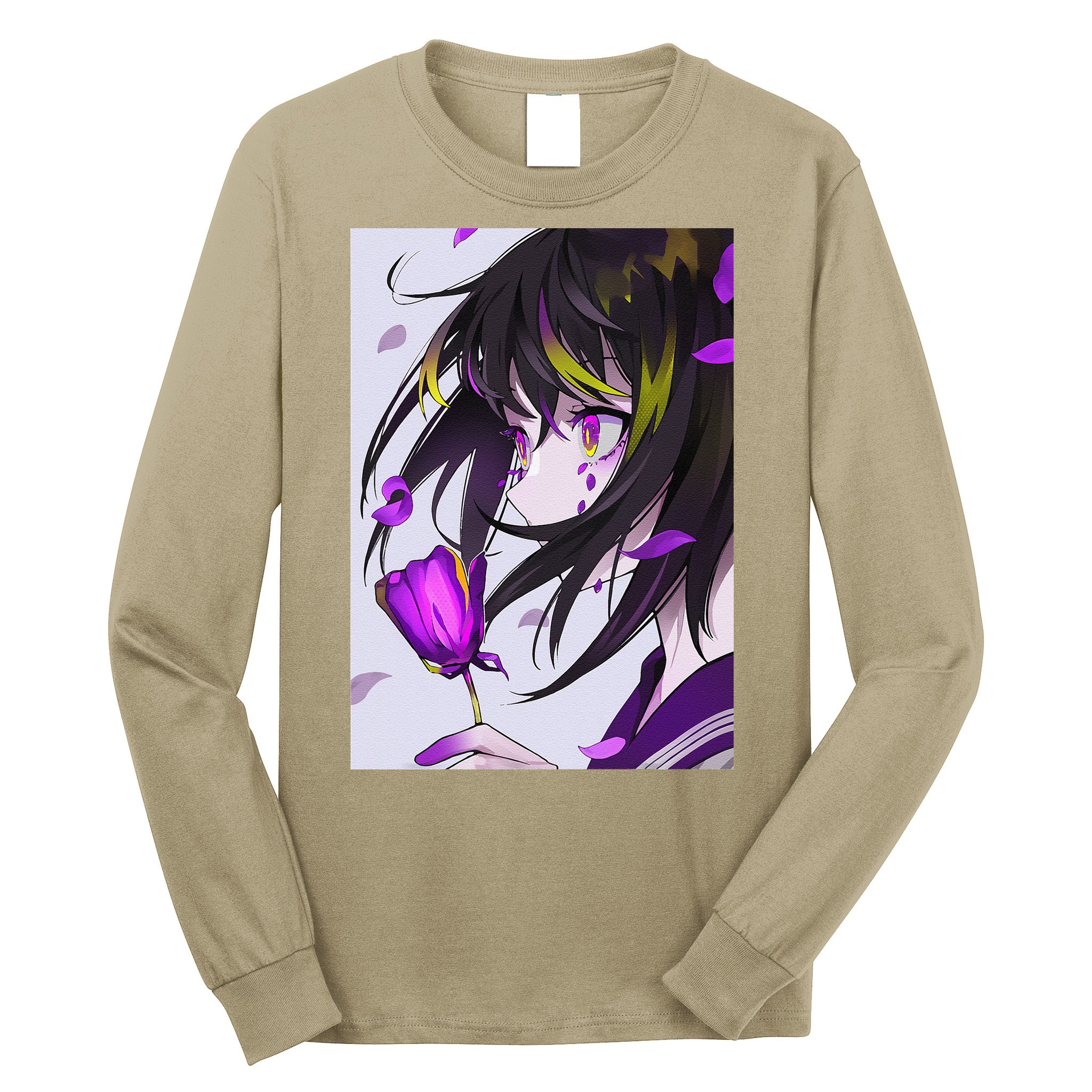 Anime Girl Aesthetic Floral Japanese Kawaii Waifu Long Sleeve Shirt
