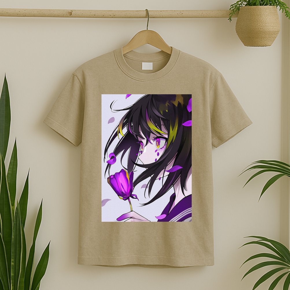 Anime Girl Aesthetic Floral Japanese Kawaii Waifu T-Shirt
