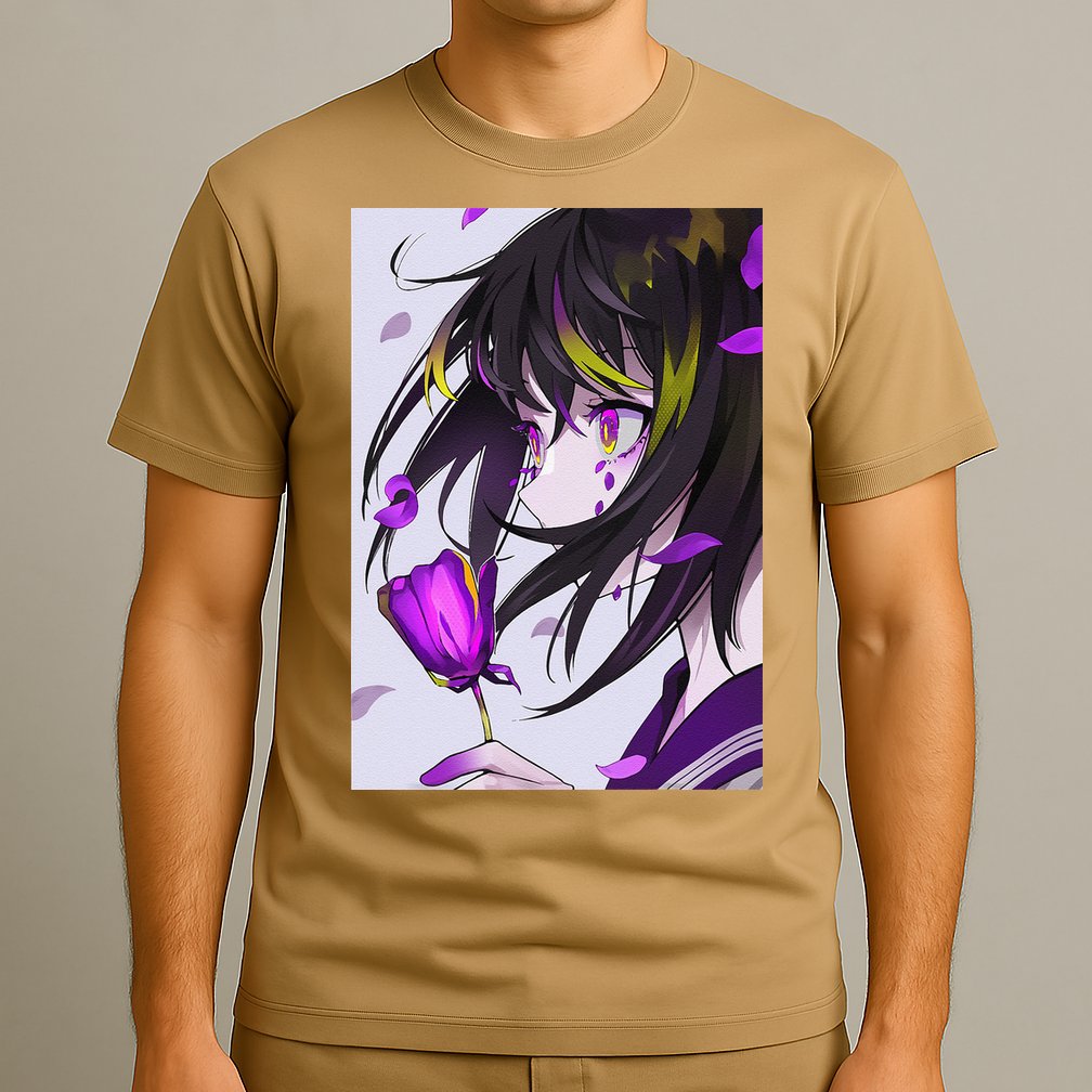 Anime Girl Aesthetic Floral Japanese Kawaii Waifu T-Shirt