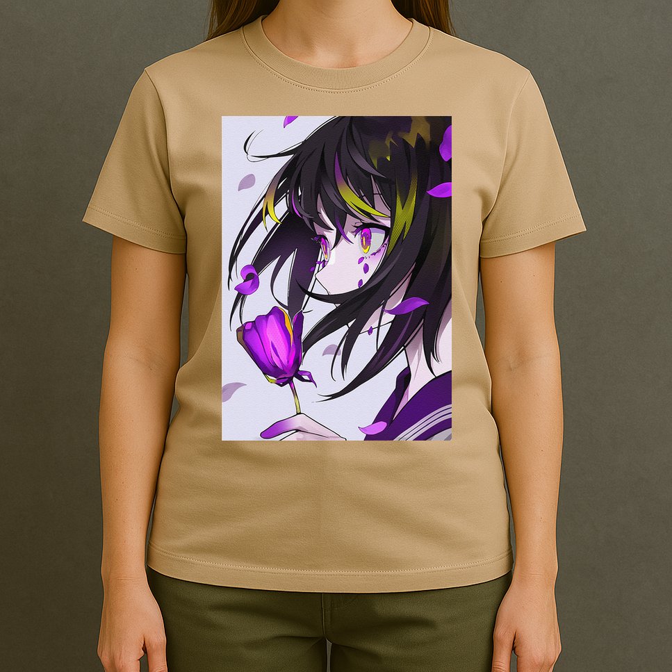 Anime Girl Aesthetic Floral Japanese Kawaii Waifu T-Shirt