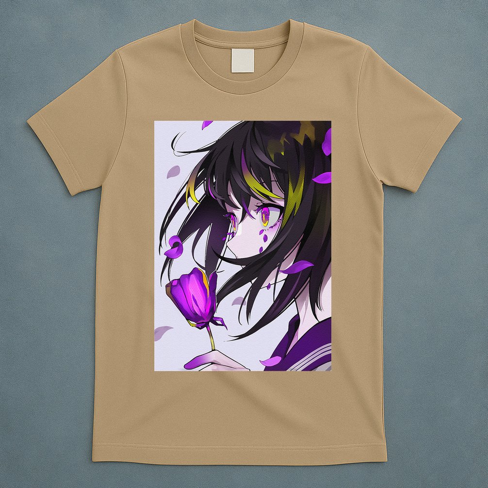 Anime Girl Aesthetic Floral Japanese Kawaii Waifu T-Shirt