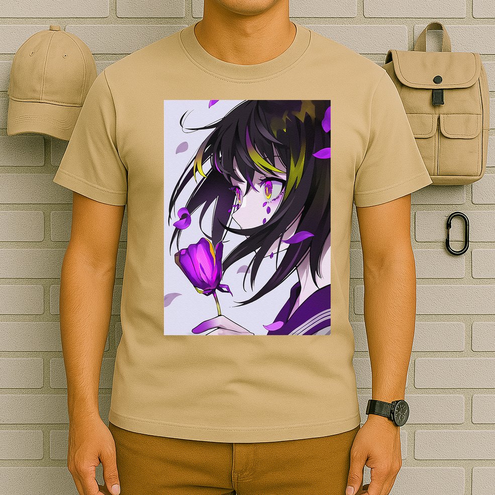 Anime Girl Aesthetic Floral Japanese Kawaii Waifu T-Shirt