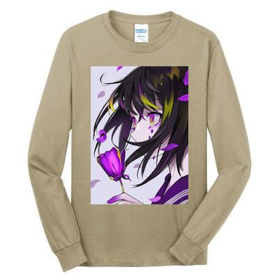 Anime Girl Aesthetic Floral Japanese Kawaii Waifu Tall Long Sleeve T-Shirt