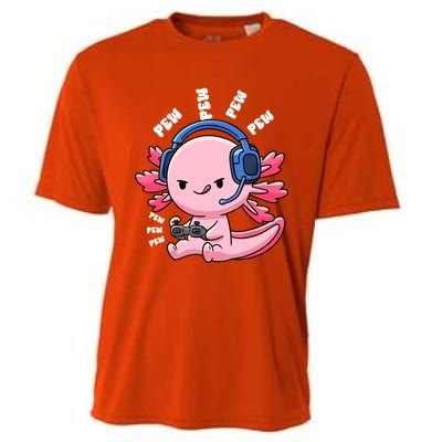 Axolotl Gaming Anime Video Game Pew Gamer Great Gift Cooling Performance Crew T-Shirt