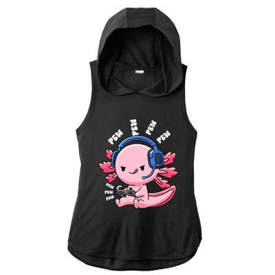 Axolotl Gaming Anime Video Game Pew Gamer Great Gift Ladies PosiCharge Tri-Blend Wicking Draft Hoodie Tank