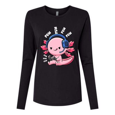 Axolotl Gaming Anime Video Game Pew Gamer Great Gift Womens Cotton Relaxed Long Sleeve T-Shirt