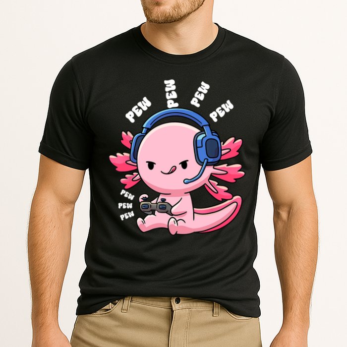 Axolotl Gaming Anime Video Game Pew Gamer Great Gift Cooling Performance Crew T-Shirt