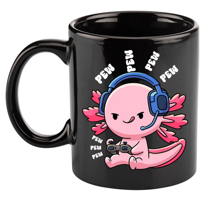 Axolotl Gaming Anime Video Game Pew Gamer Great Gift 11oz C Handle Ceramic Mug