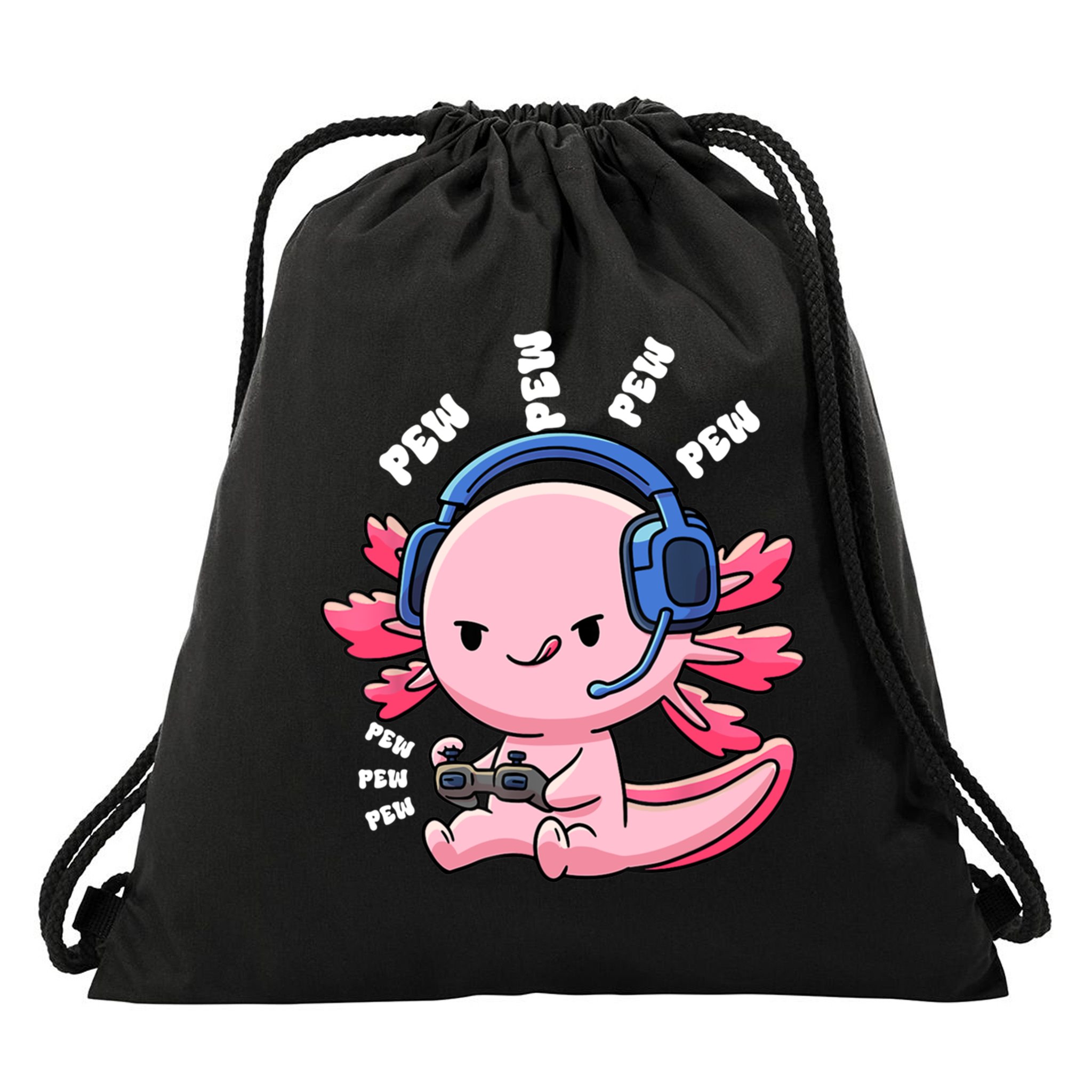 Axolotl Gaming Anime Video Game Pew Gamer Great Gift Drawstring Bag
