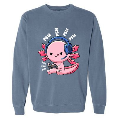 Axolotl Gaming Anime Video Game Pew Gamer Great Gift Garment-Dyed Sweatshirt