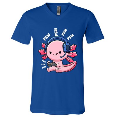 Axolotl Gaming Anime Video Game Pew Gamer Great Gift V-Neck T-Shirt