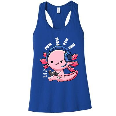 Axolotl Gaming Anime Video Game Pew Gamer Great Gift Women's Racerback Tank