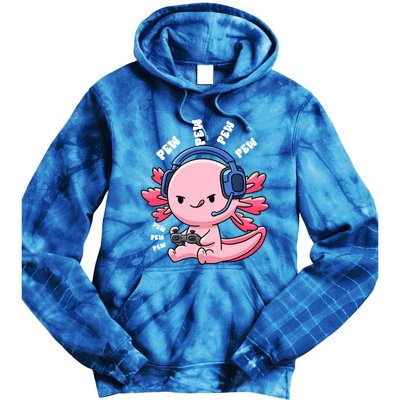 Axolotl Gaming Anime Video Game Pew Gamer Great Gift Tie Dye Hoodie