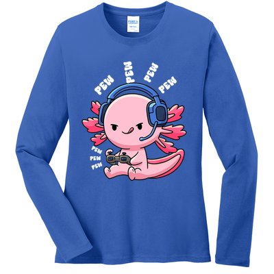 Axolotl Gaming Anime Video Game Pew Gamer Great Gift Ladies Long Sleeve Shirt