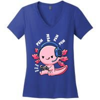 Axolotl Gaming Anime Video Game Pew Gamer Great Gift Women's V-Neck T-Shirt