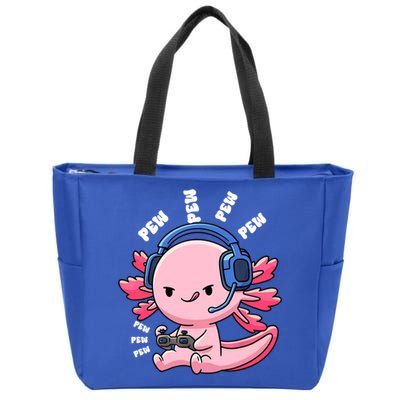 Axolotl Gaming Anime Video Game Pew Gamer Great Gift Zip Tote Bag