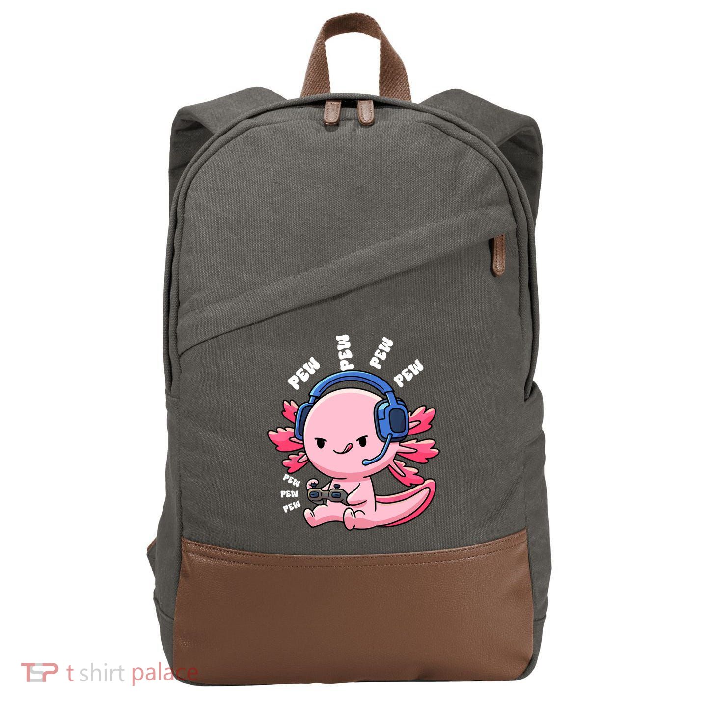 Axolotl Gaming Anime Video Game Pew Gamer Great Gift Cotton Canvas Backpack