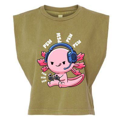 Axolotl Gaming Anime Video Game Pew Gamer Great Gift Garment-Dyed Women's Muscle Tee