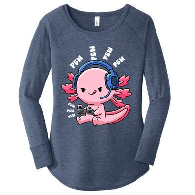 Axolotl Gaming Anime Video Game Pew Gamer Great Gift Women's Perfect Tri Tunic Long Sleeve Shirt