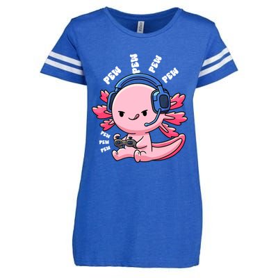 Axolotl Gaming Anime Video Game Pew Gamer Great Gift Enza Ladies Jersey Football T-Shirt