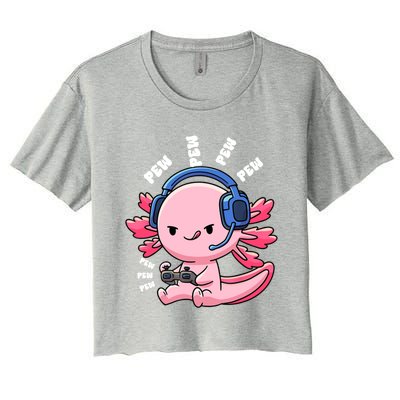 Axolotl Gaming Anime Video Game Pew Gamer Great Gift Women's Crop Top Tee