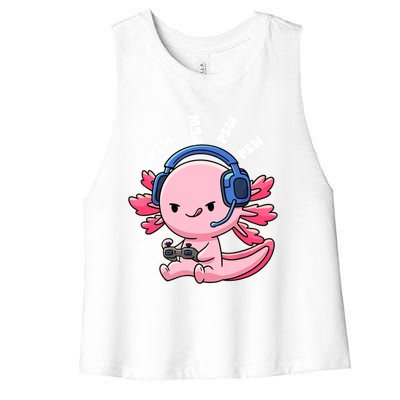 Axolotl Gaming Anime Video Game Pew Gamer Great Gift Women's Racerback Cropped Tank