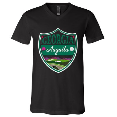 Augusta Georgia Azaleas and Golf V-Neck T-Shirt