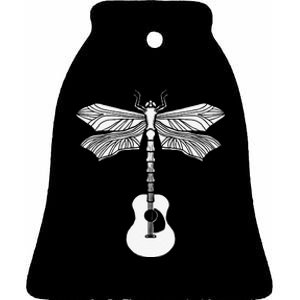 Acoustic Guitar Artistic Dragonfly Music & Musician Vitnage Ceramic Bell Ornament