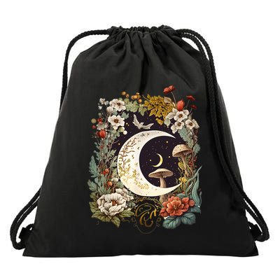 Aesthetic Goblincore And Dark Cottagecore Mushroom Drawstring Bag