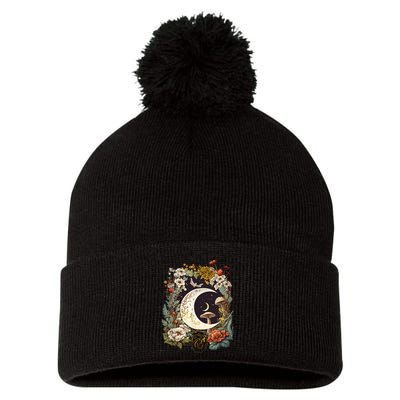 Aesthetic Goblincore And Dark Cottagecore Mushroom Pom Pom 12in Knit Beanie