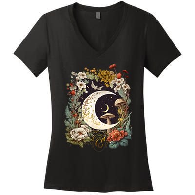 Aesthetic Goblincore And Dark Cottagecore Mushroom Women's V-Neck T-Shirt