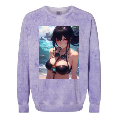 Anime Girl Bikini Colorblast Crewneck Sweatshirt