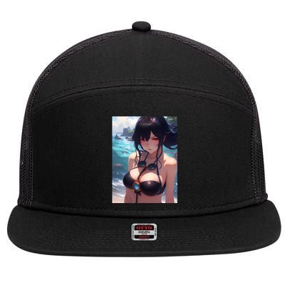 Anime Girl Bikini 7 Panel Mesh Trucker Snapback Hat