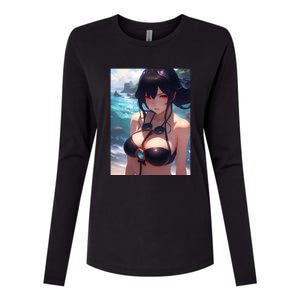 Anime Girl Bikini Womens Cotton Relaxed Long Sleeve T-Shirt