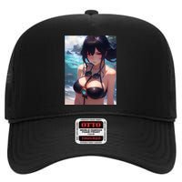 Anime Girl Bikini High Crown Mesh Back Trucker Hat