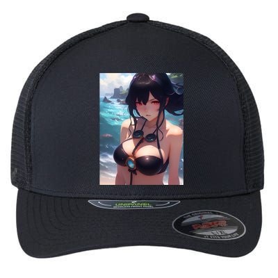 Anime Girl Bikini Flexfit Unipanel Trucker Cap