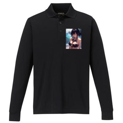 Anime Girl Bikini Performance Long Sleeve Polo