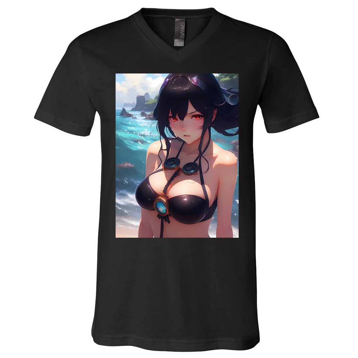 Anime Girl Bikini V-Neck T-Shirt