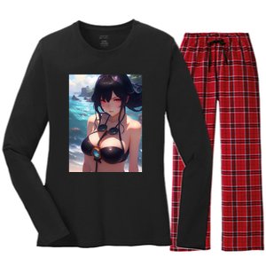 Anime Girl Bikini Women's Long Sleeve Flannel Pajama Set 