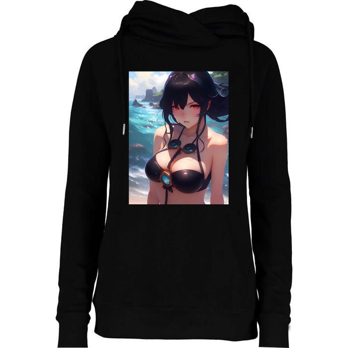 Anime Girl Bikini Womens Funnel Neck Pullover Hood