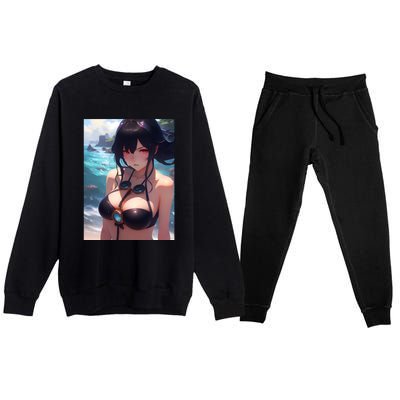 Anime Girl Bikini Premium Crewneck Sweatsuit Set