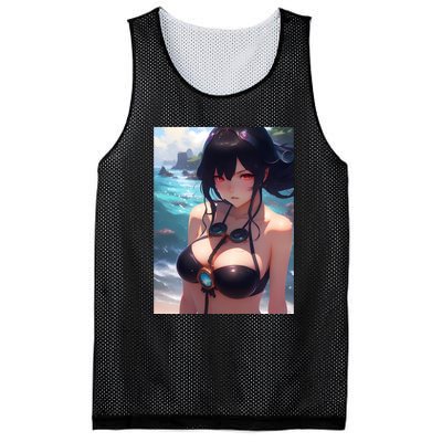 Anime Girl Bikini Mesh Reversible Basketball Jersey Tank