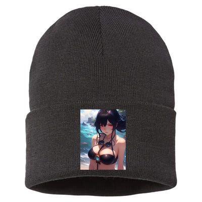 Anime Girl Bikini Sustainable Knit Beanie