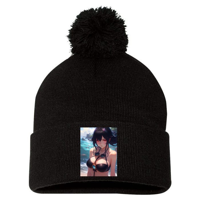 Anime Girl Bikini Pom Pom 12in Knit Beanie