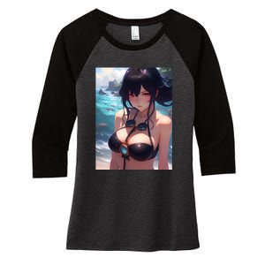 Anime Girl Bikini Women's Tri-Blend 3/4-Sleeve Raglan Shirt