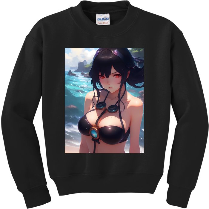 Anime Girl Bikini Kids Sweatshirt