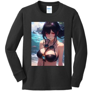 Anime Girl Bikini Kids Long Sleeve Shirt