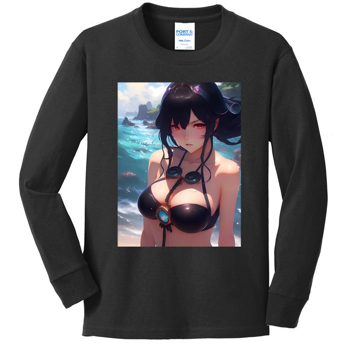 Anime Girl Bikini Kids Long Sleeve Shirt