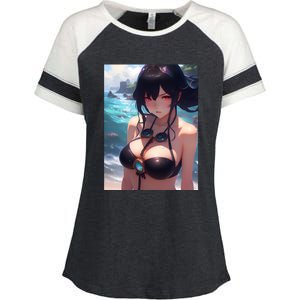 Anime Girl Bikini Enza Ladies Jersey Colorblock Tee